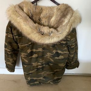 Oversized Camo Jacket with Faux Fur Lining